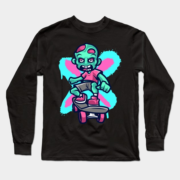 ZOMBIE SKATEBOARDING Long Sleeve T-Shirt by zackmuse1